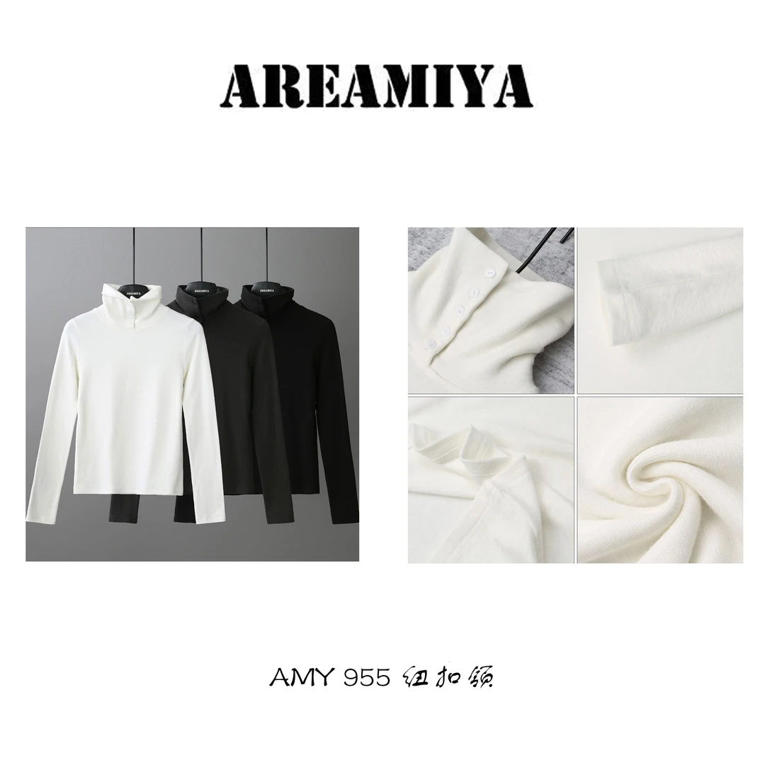 【舒适精致】堆堆纽扣领打底衫AMY955