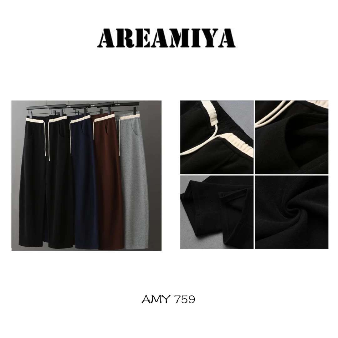 阿楠【拼色学院】风松紧腰拼色腰头镰刀裤AMY759