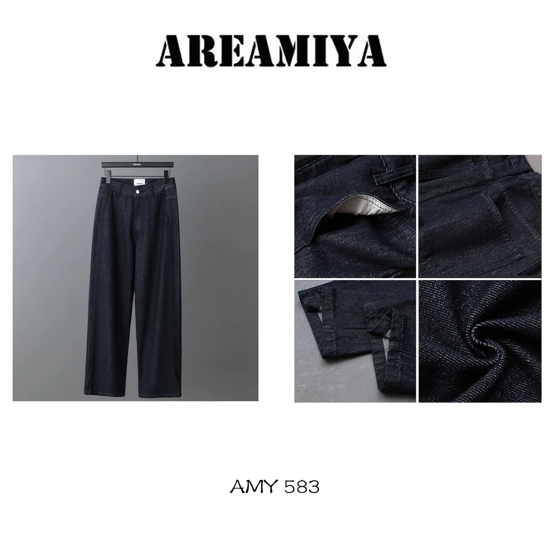 【阿楠】经典英伦风复古极简休闲牛仔裤AMY583