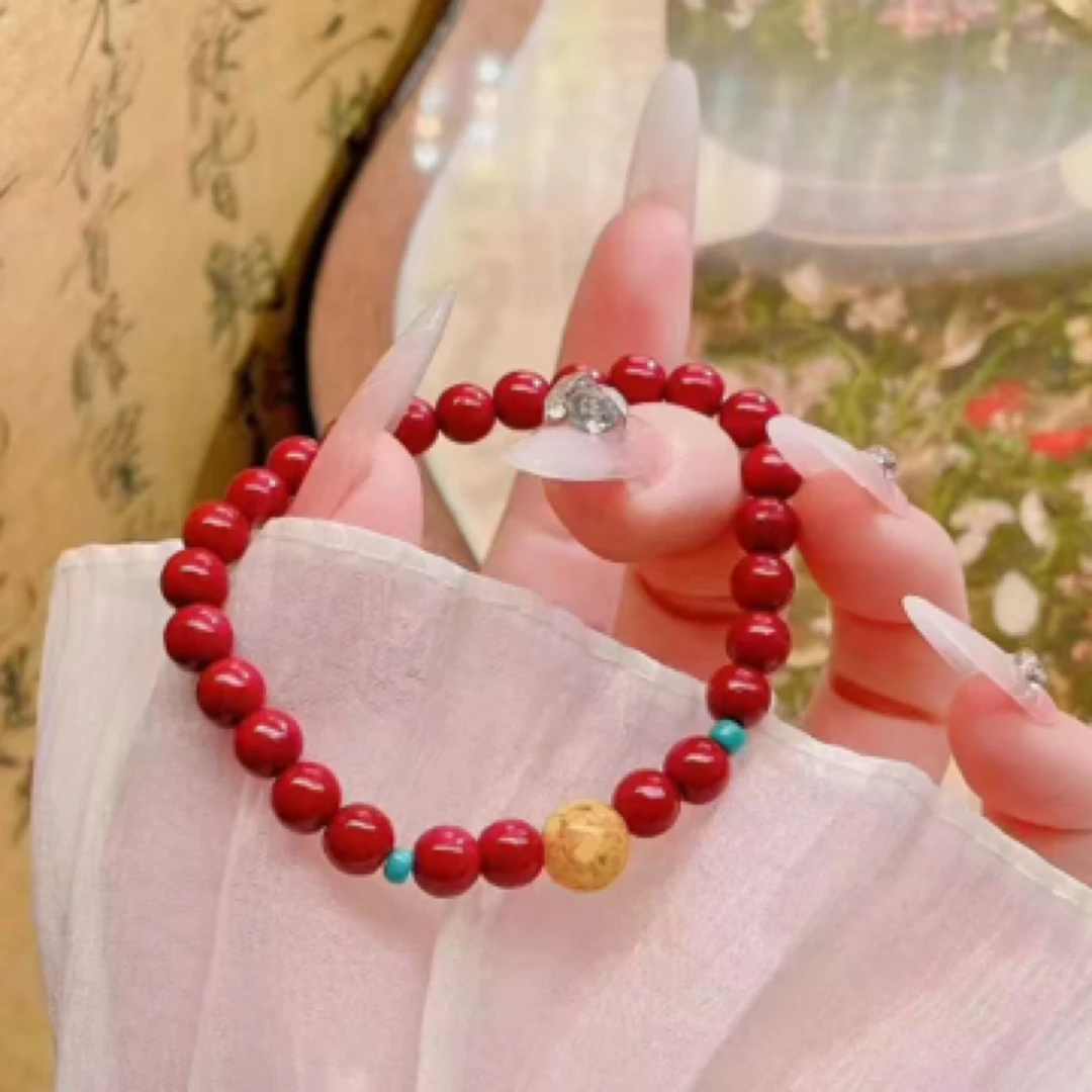 含辰砂工艺品锦绣前程高含量朱砂手串