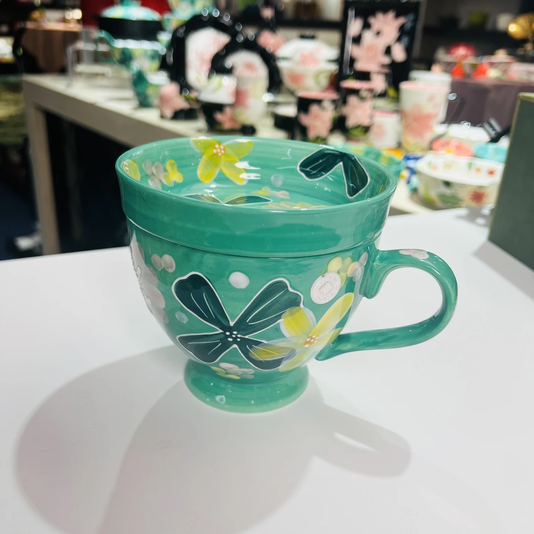 兮房夏日花海杯子马克杯陶瓷带盖水杯大容量网红高颜值2024新款