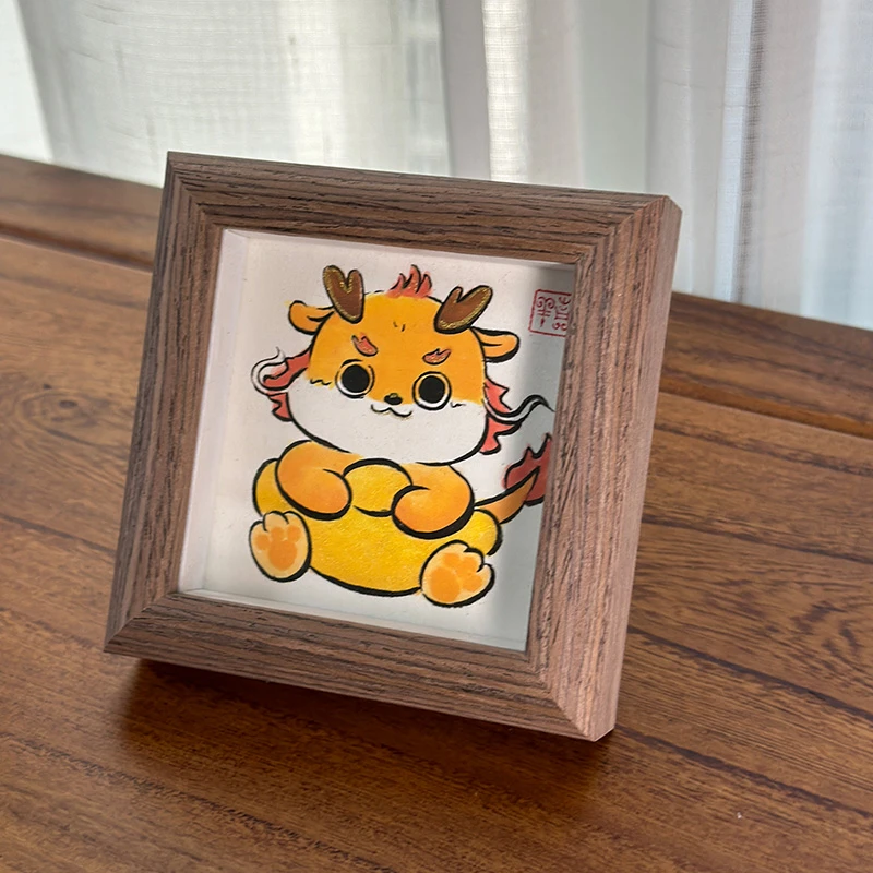 【福龙送宝】手绘国风摆件新中式家居装饰画手绘摆台餐厅