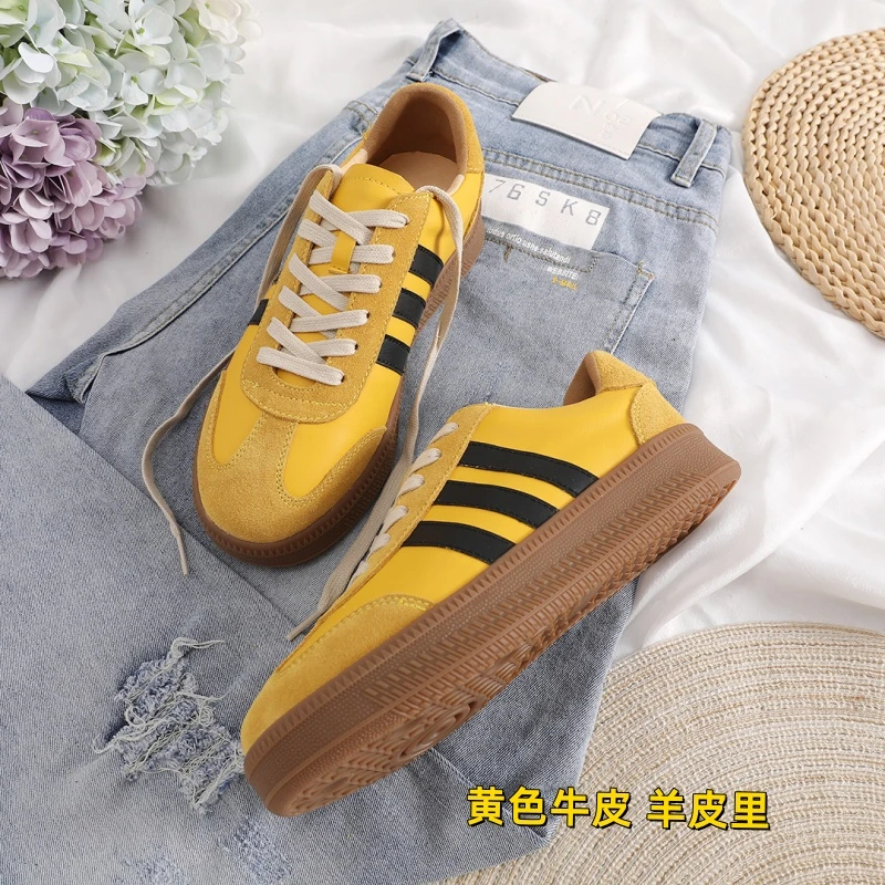 德训鞋女2024秋冬新款真皮女鞋厚底休闲鞋复古板鞋阿甘鞋女