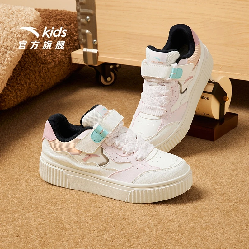 安踏儿童女大童板鞋2025年新款舒适防滑耐磨青少年低帮休闲板鞋潮