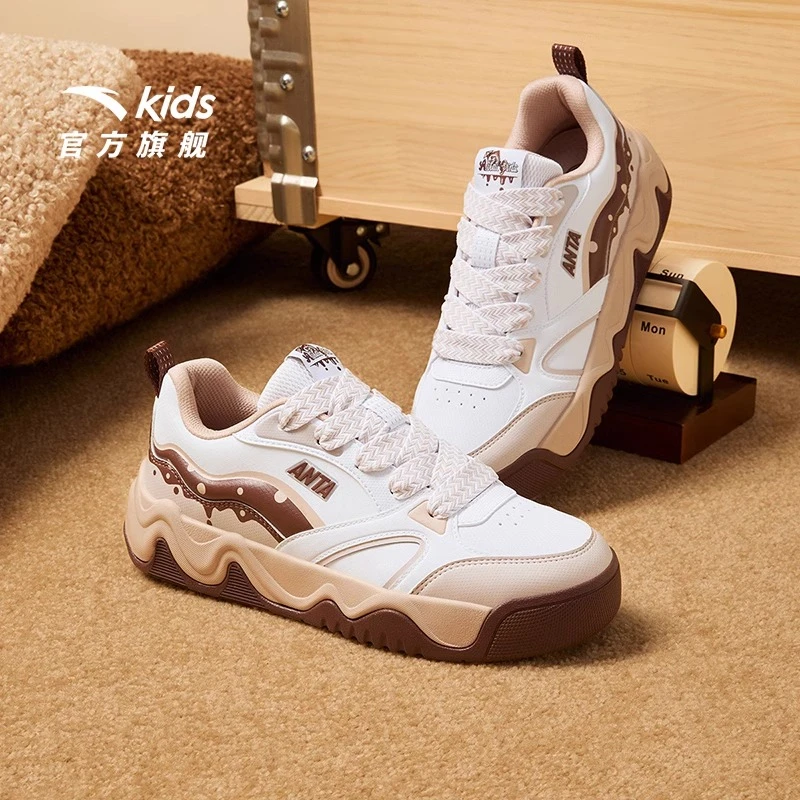 安踏儿童女大童板鞋2025新款舒适防滑耐磨青少年低帮休闲板鞋