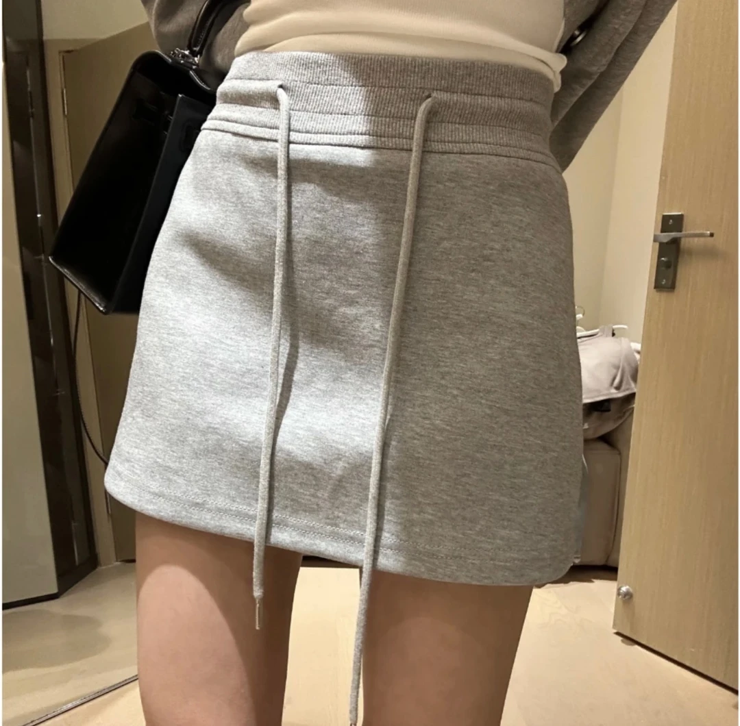 灰色ins半身裙气质春夏季设计感抽绳休闲运动高腰辣妹a字包短裙臀