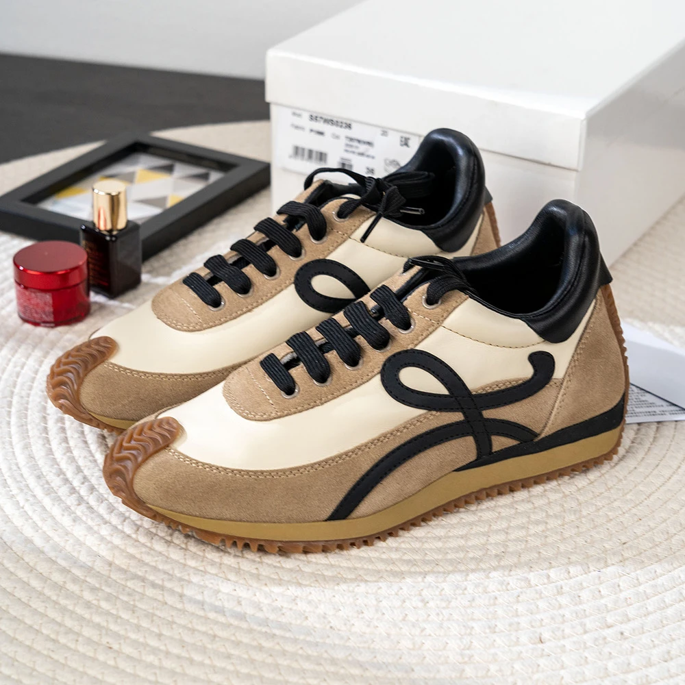 2024复古拼色牛皮内增高时尚休闲鞋小白鞋低帮防踢德训鞋