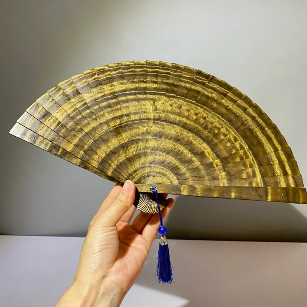 金丝楠阴沉木满水波扇子