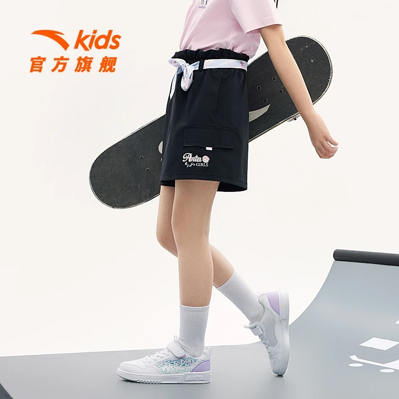 安踏儿童女童速干短裤2024新款透气凉爽舒适户外运动五分裤运动裤