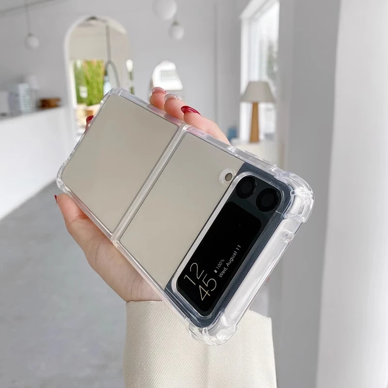 适用三星Zflip5透明防摔手机壳flip4四角气囊保护套超薄3全包软壳
