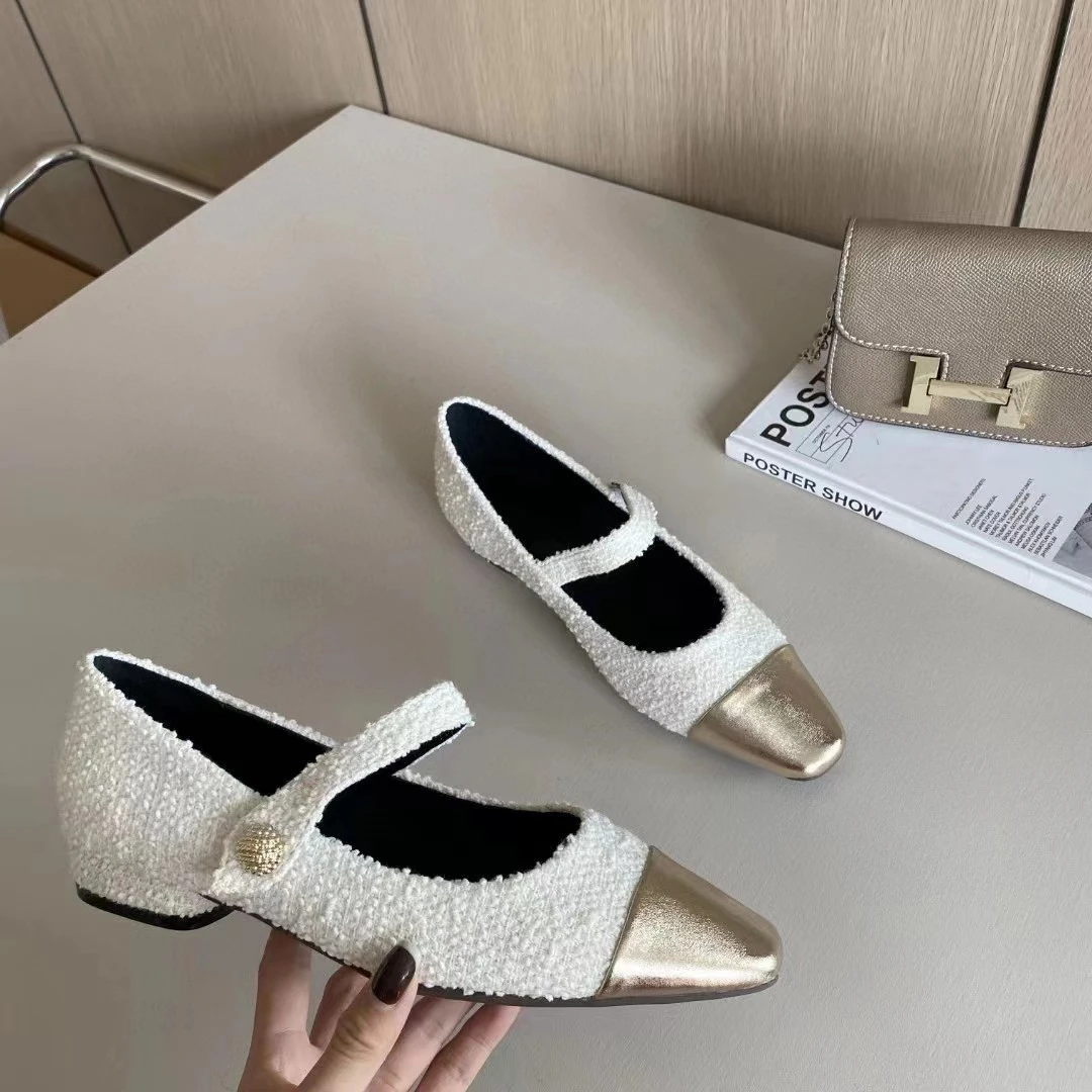 诗诗严选-法式复古小香风平跟玛丽珍女鞋平底气质浅口单鞋135-2