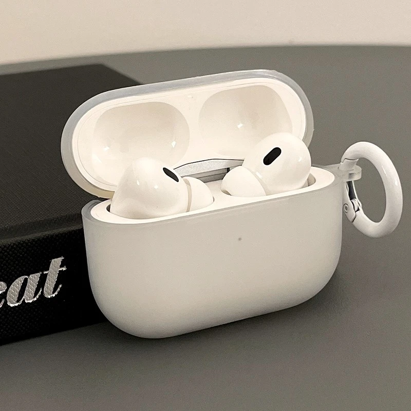 适用苹果耳机套AirPodsPro2保护套磨砂白色挂钩软壳1/2/3/4/5代