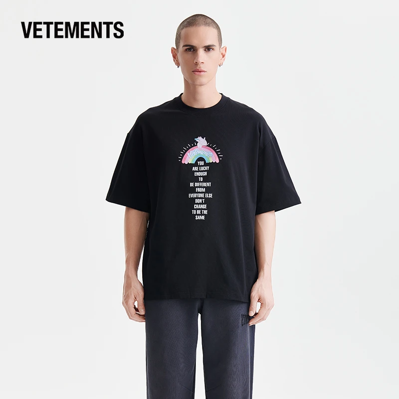 VETEMENTS新款时尚男士潮流印花短袖T恤情侣休闲街头宽松63552302