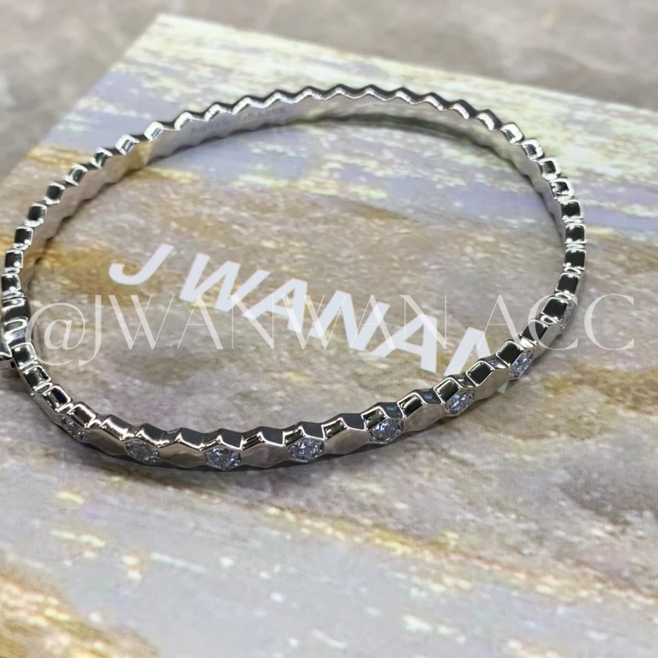 925银手镯 波光粼粼.银色间钻蜂巢高定银手镯11SZ1662