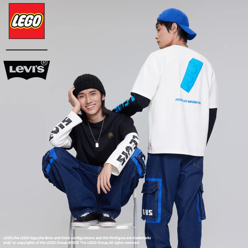 【乐高】Levi's乐高联名系列春季男士长袖T恤假两件情侣街头A5439