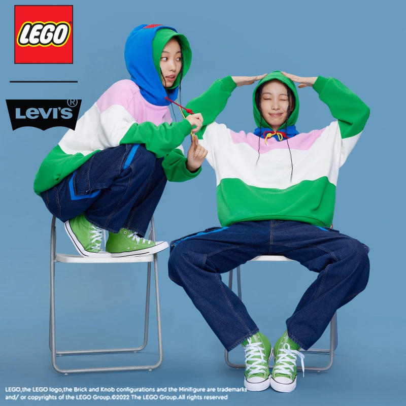 Levi's乐高联名系列男士卫衣拼色减龄休闲潮流套头情侣上衣 A5438