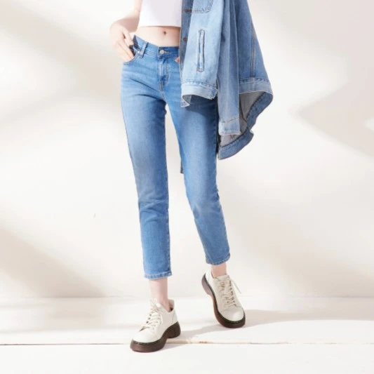 Levi's冬暖 女士显瘦蓝色中腰加绒休闲时尚百搭牛仔裤19887-0216
