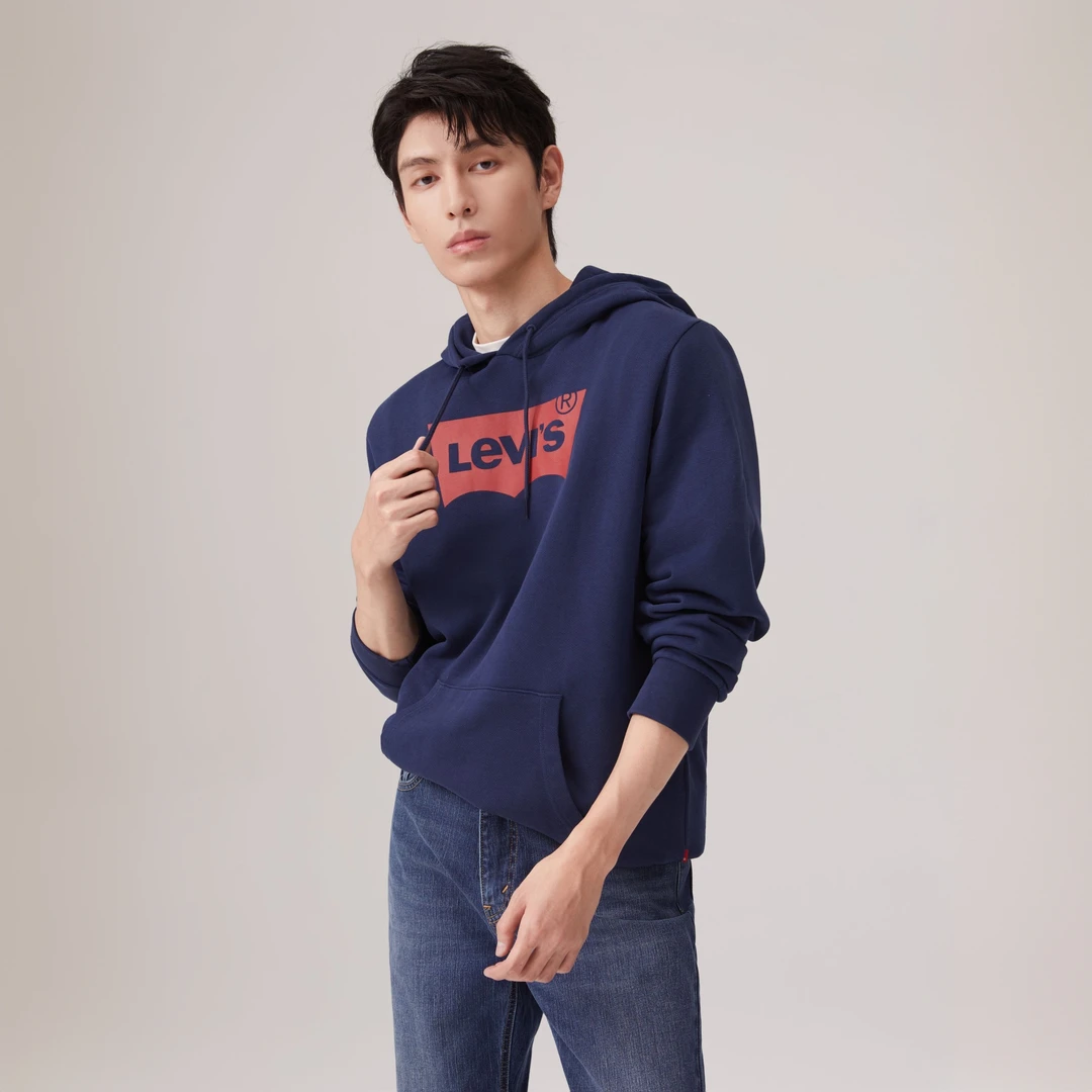 Levi's李维斯春秋连帽抽绳潮牌印花宽松情侣装百搭连帽卫衣 19622