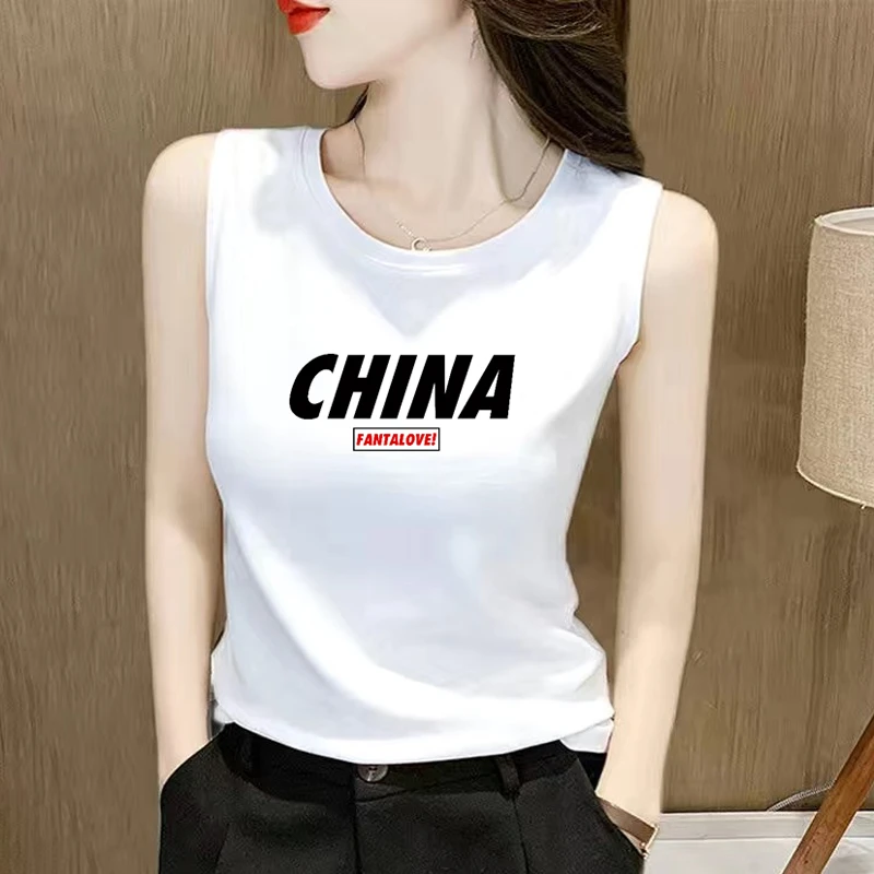 运动无袖吊带背心女外穿宽松夏季新款百搭显瘦时尚圆领内打底上衣