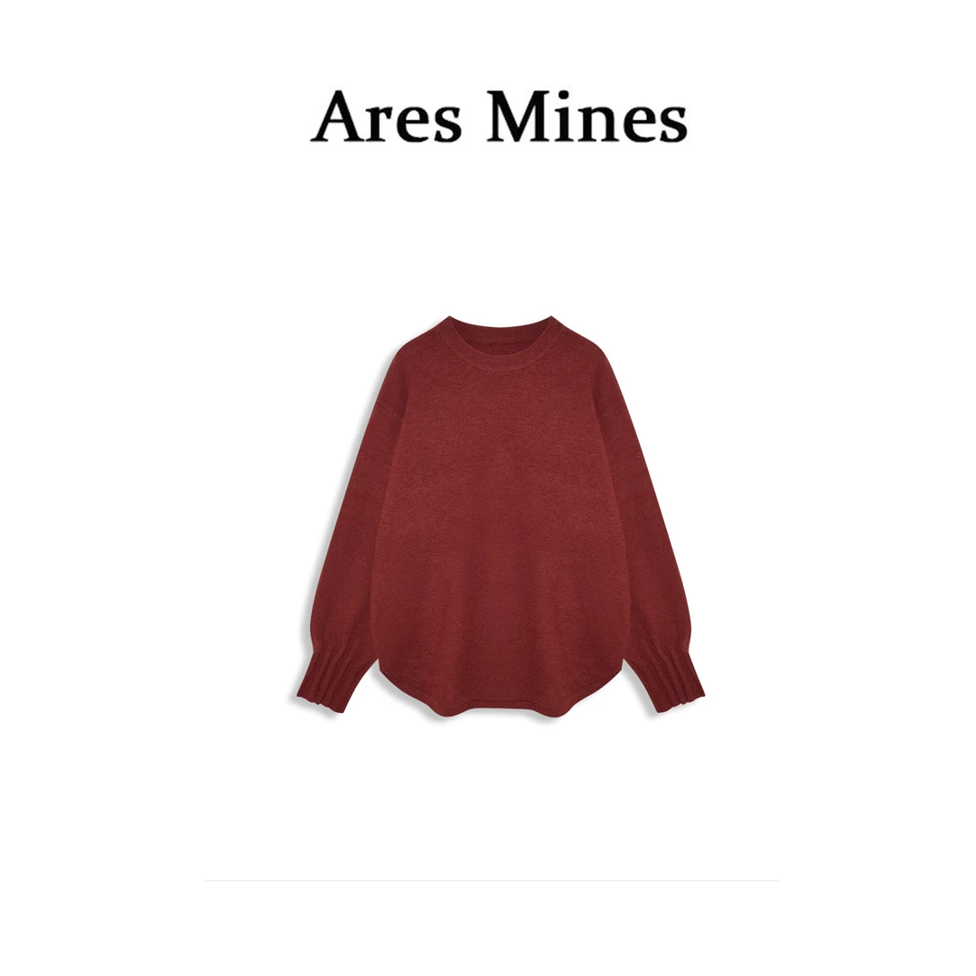 【盛朗熙Ares Mines】简约通勤 慵懒风收褶袖口圆领毛衣