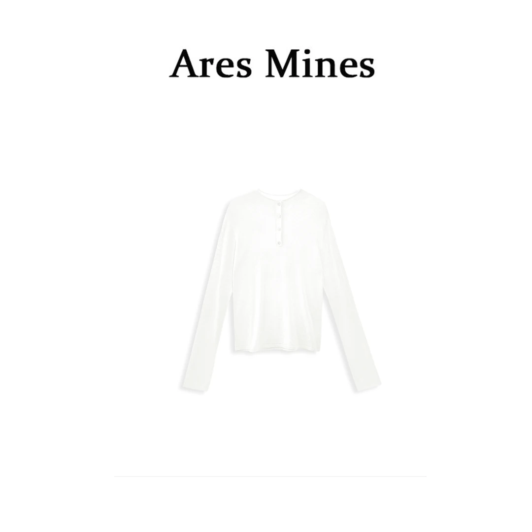 【盛朗熙Ares Mines】百搭简约 时髦别致无领前排半扣长袖