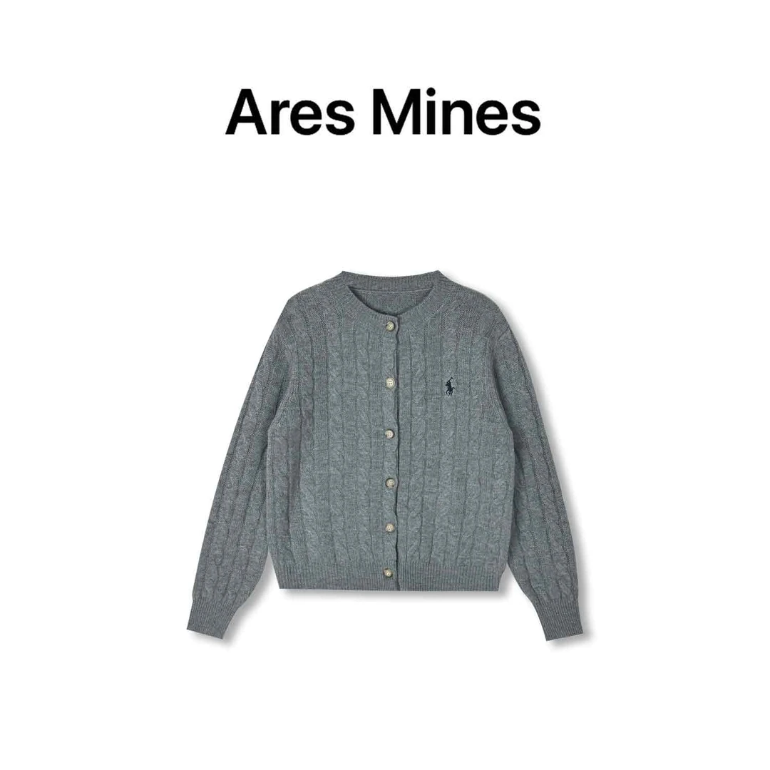 【Ares Mines】经典老钱 知识分子气质麻花开衫毛衣
