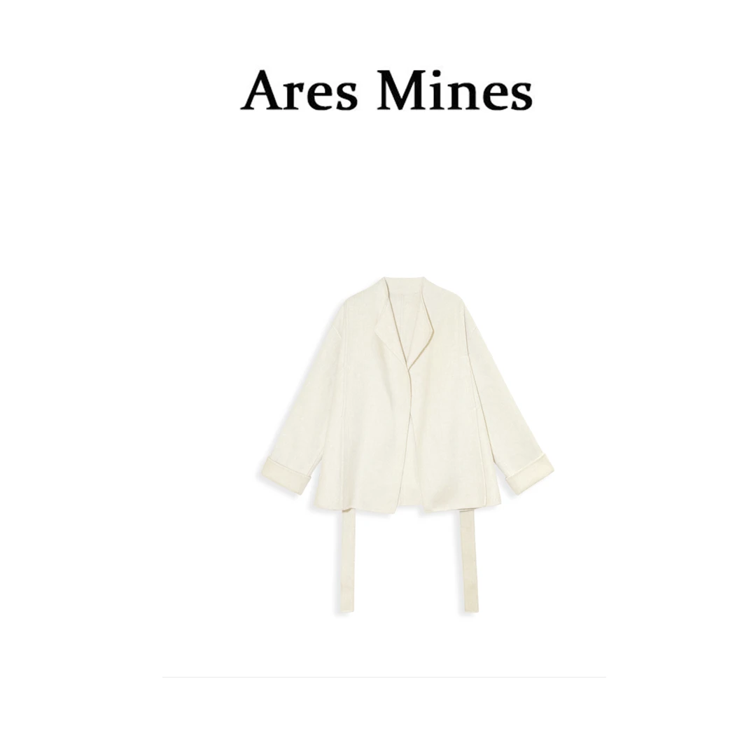 【盛朗熙Ares Mines】轻奢气质 别致小香感无领双面呢外套