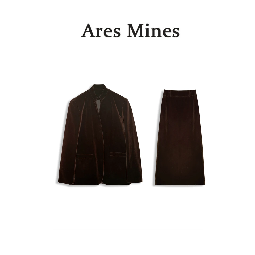 【盛朗熙Ares Mines】设计师款 绒面廓形感反绒套装