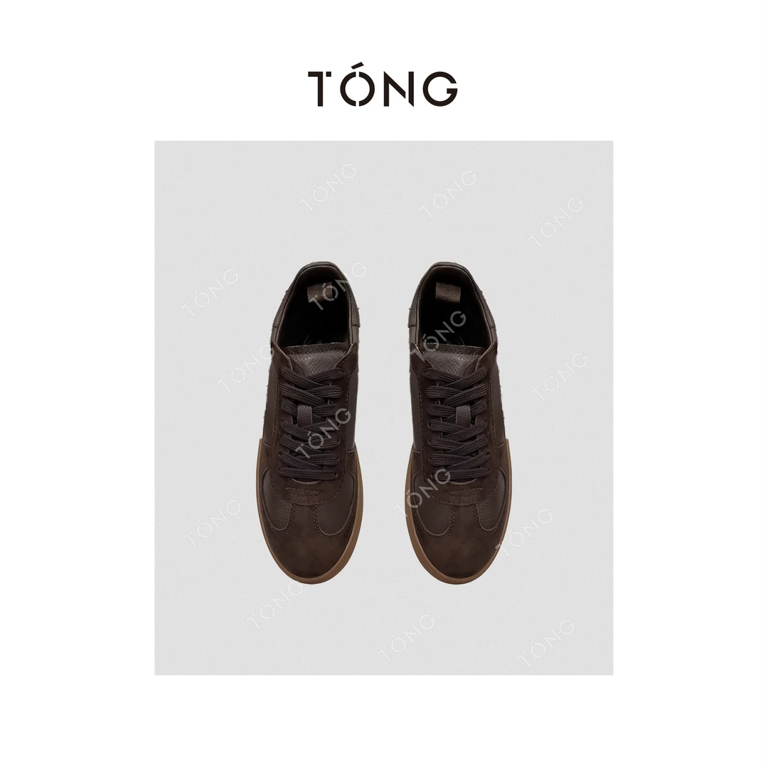 【牧得】德训鞋超软牛皮圆头系带拼色休闲鞋 GXOO4