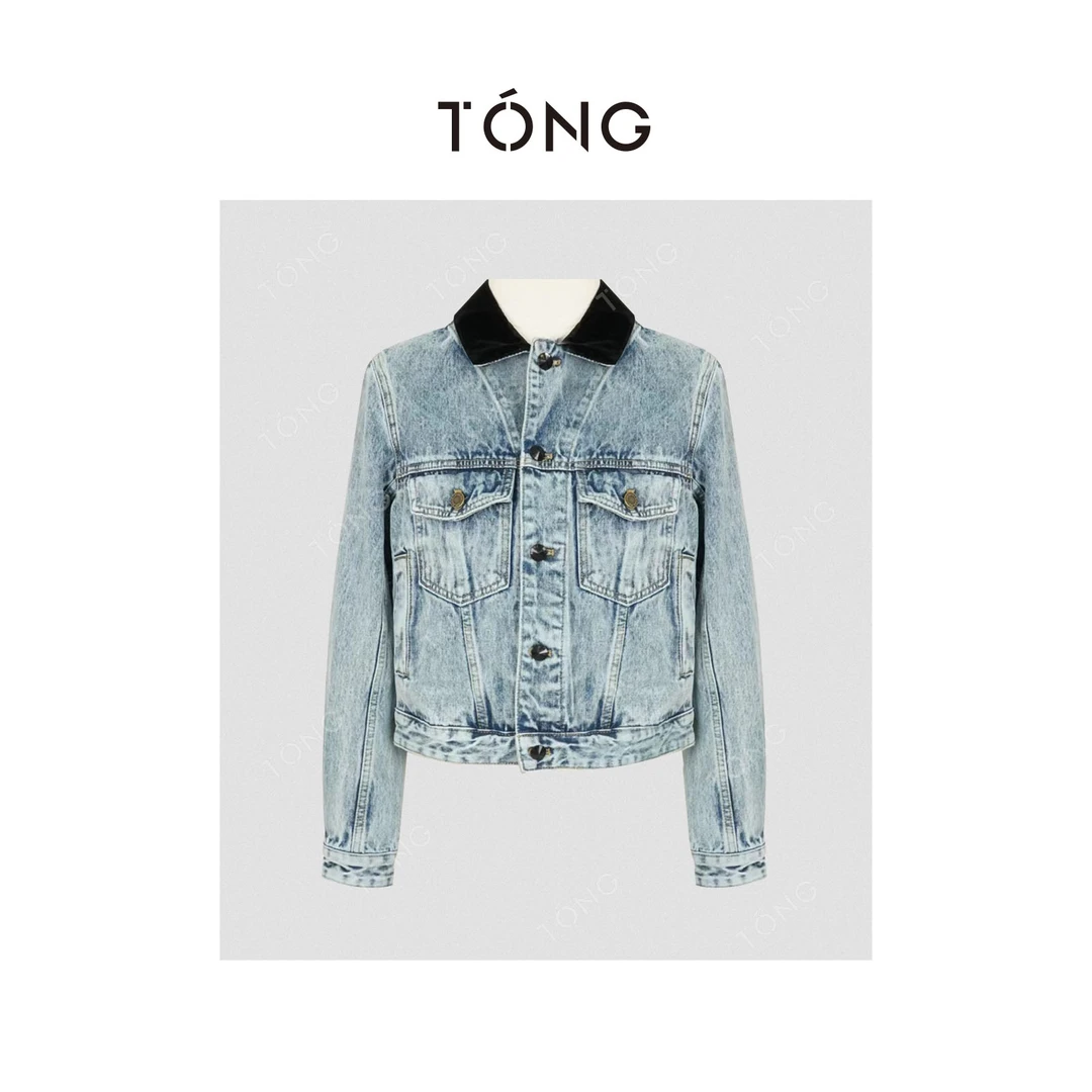 【独舞】拼接牛仔特殊洗水工艺外套牛仔衣 GB0091