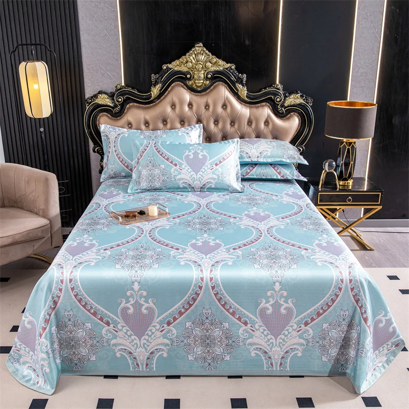 2024新款欧式冰丝凉席三件套凉感丝床上用品套件可机洗