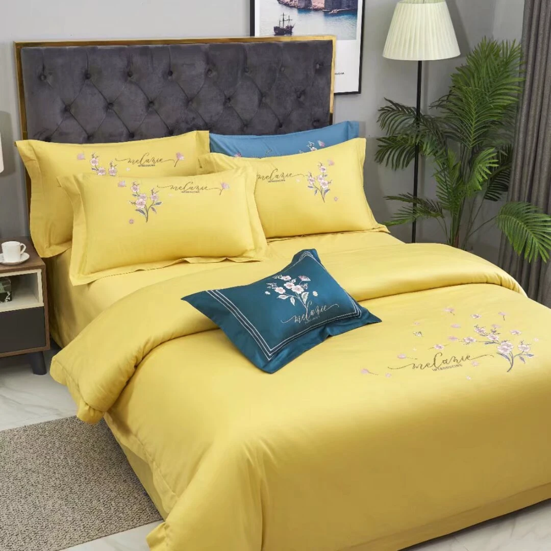 【好温馨专享】高端精品全棉刺绣四件套-华尔兹恋曲-黄