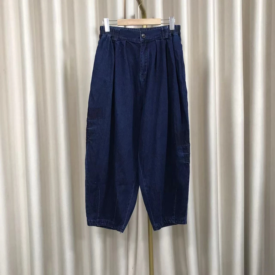 I3046大码女装早秋牛仔裤显瘦宽松休闲纯色灯笼裤港风chic潮