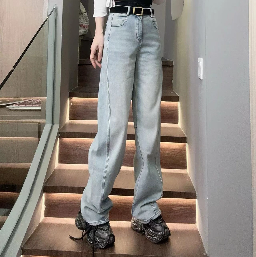 【缘姐精选】直筒牛仔裤女冬季新款软糯垂感显瘦阔腿休闲拖地裤