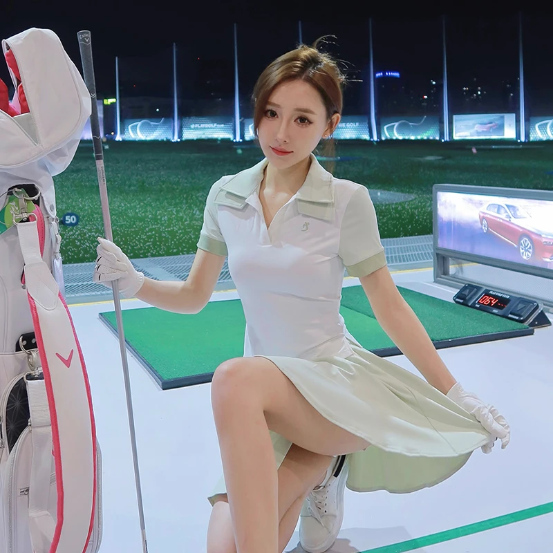 TASHI GOLF运动女装时尚修身显瘦上衣高尔夫服装女士速干弹力短裙