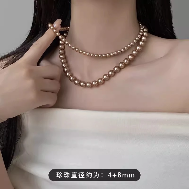 钛钢仿珍珠项链 珍珠项链女轻奢锁骨链新款爆款颈链【612】