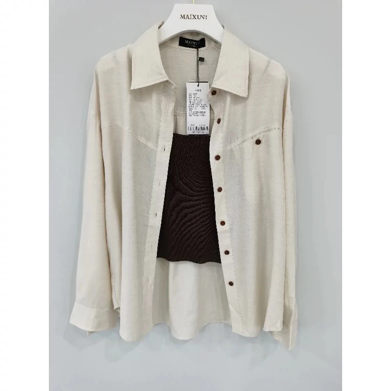 麦寻女装2024秋款LJEGQ006官方针织吊带长袖衬衫两件套时尚休闲