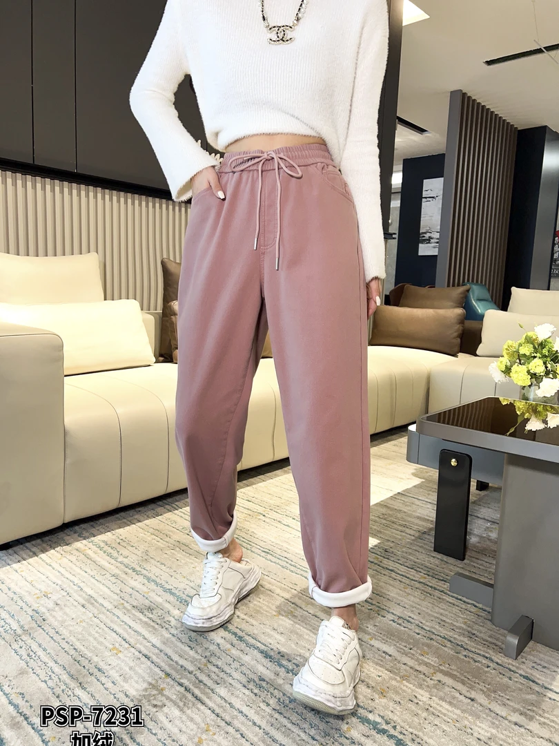 新款大码女装休闲卫裤加绒保暖宽松时尚舒适百搭多色抽绳#7231