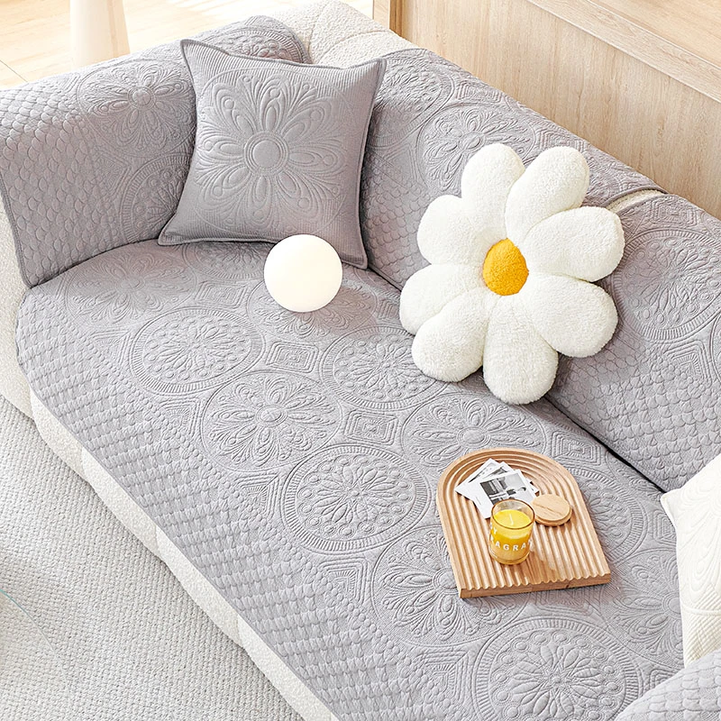 法式复古纯棉沙发垫四季通用刺绣坐垫简约纯棉坐垫沙发巾套罩盖布