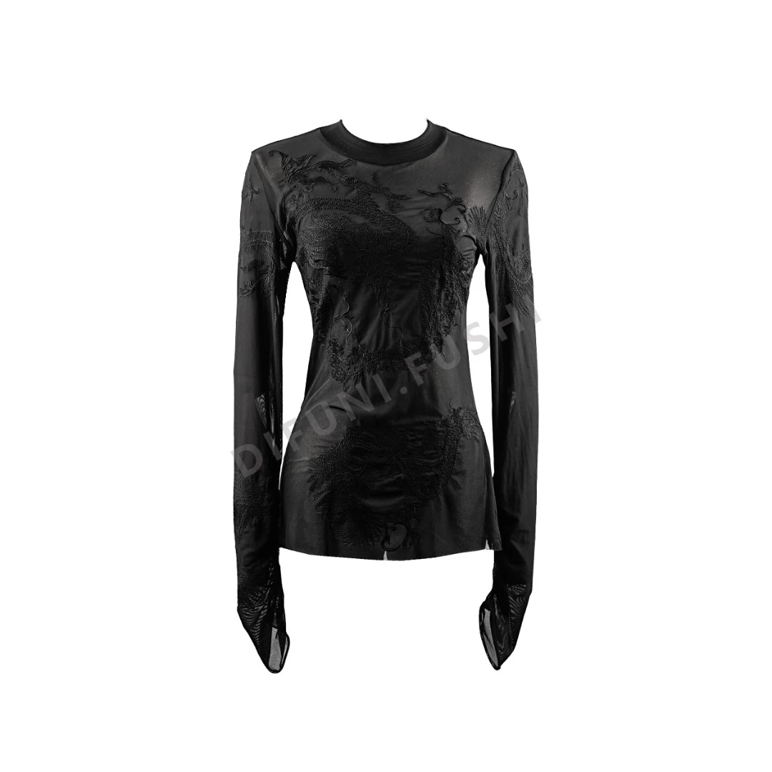 设计师气质显瘦低领刺绣打底衫（乘衣归羞肌肤） X367F      S