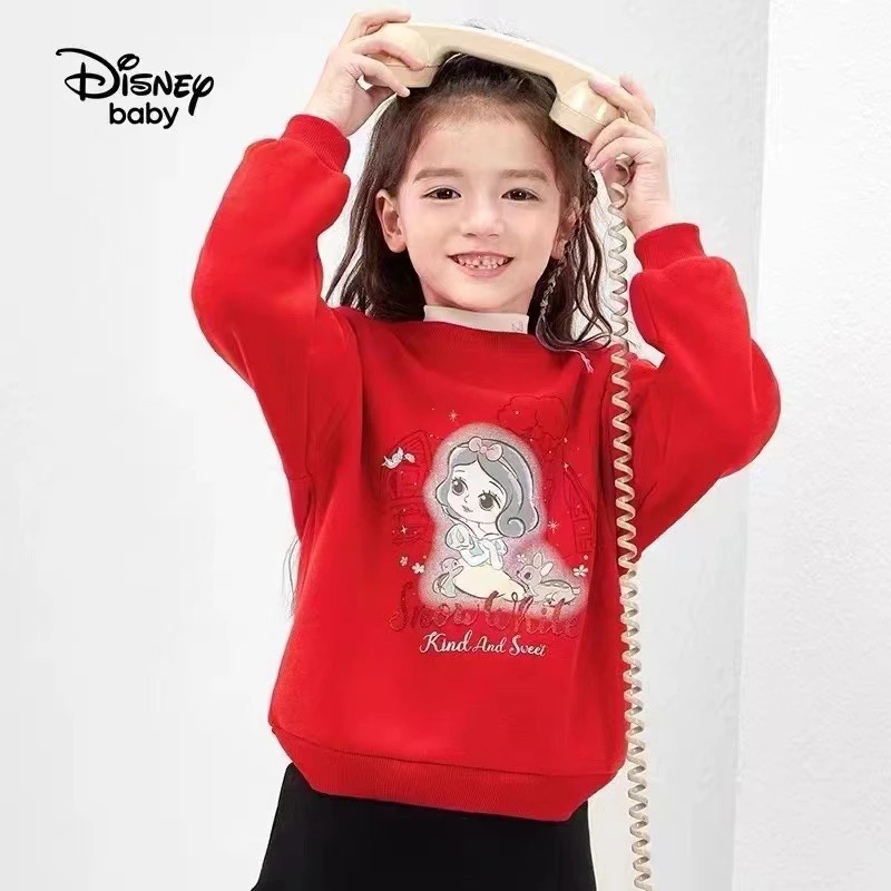 儿童卫衣红色白雪公主毛圈卫衣迪家