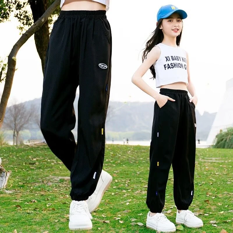 女童防蚊裤夏季薄款宽松6-15岁儿童休闲运动裤中洋气束脚女童裤洋