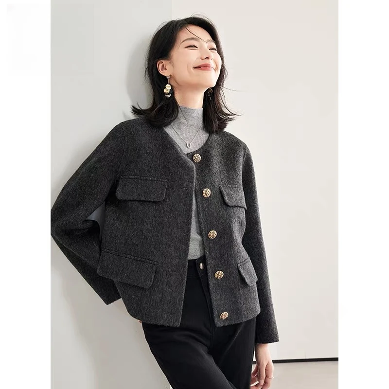 2025新款女装【小香风】秋冬韩系名媛双面羊毛大衣女装气质外套百搭