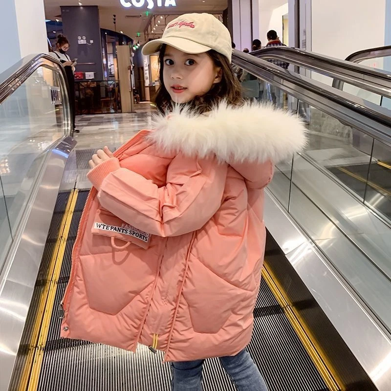 女童棉服冬装2023新款韩版中大儿童装女孩洋气棉衣中长款棉袄棉衣