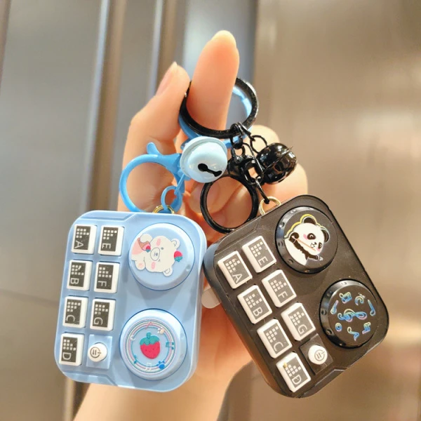 新款音乐打碟机钥匙孔发声按键汽车钥匙链包包挂件送朋友礼物饰品