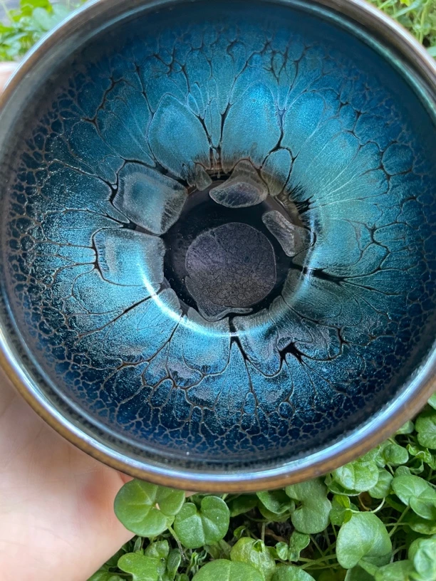 建盏蓝羽茶杯茶具高端主人杯