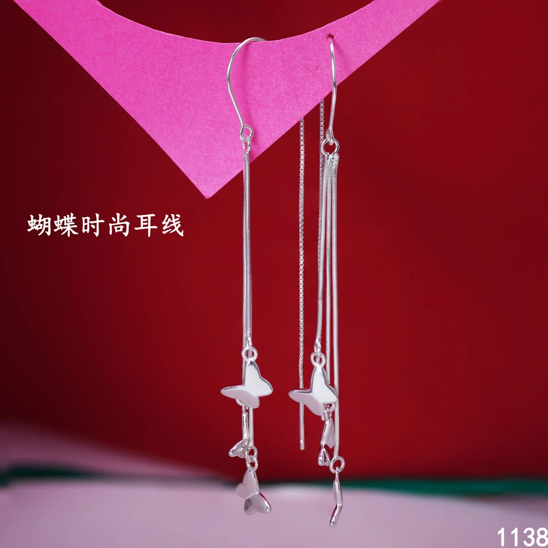 足银耳饰 苗乐足银蝴蝶时尚耳线苗族工艺气质设计素款简约小众