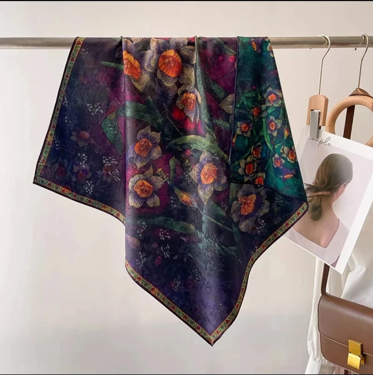 xys-59【紫色睡莲】提花花萝镂空香韵沙 110*110方巾