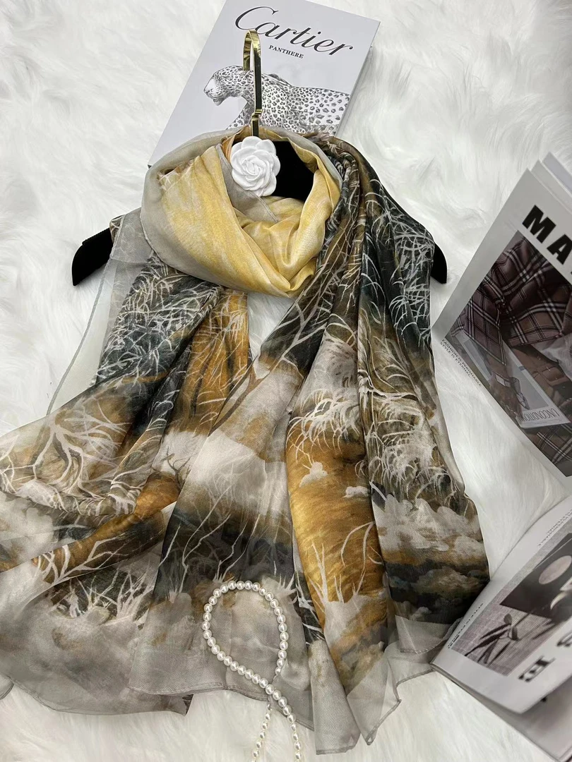 1007 云纹纱130x180左右丝巾沙滩巾