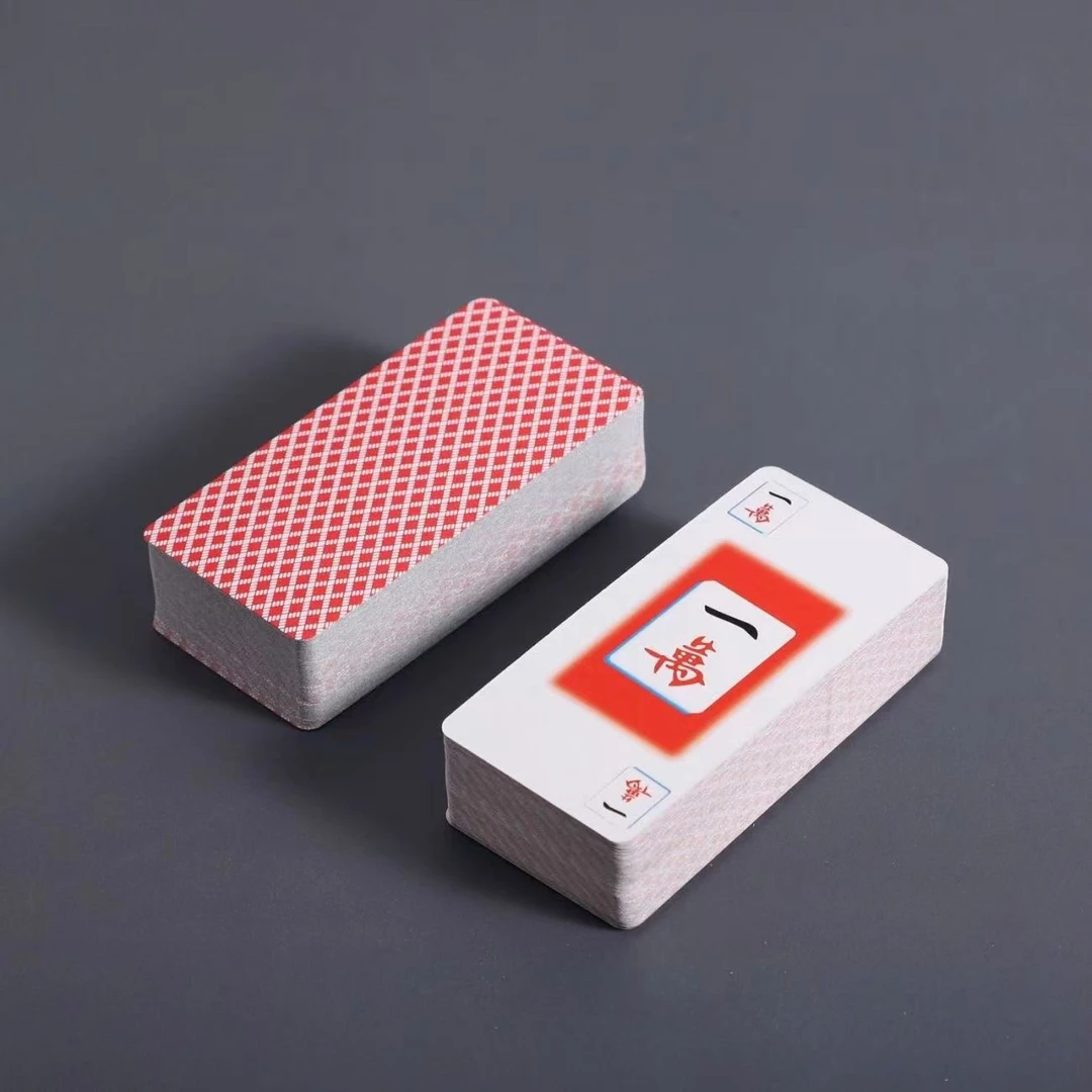 麻将纸牌108张2色子扑克麻将牌家用便携精美迷你加厚耐磨麻将纸牌